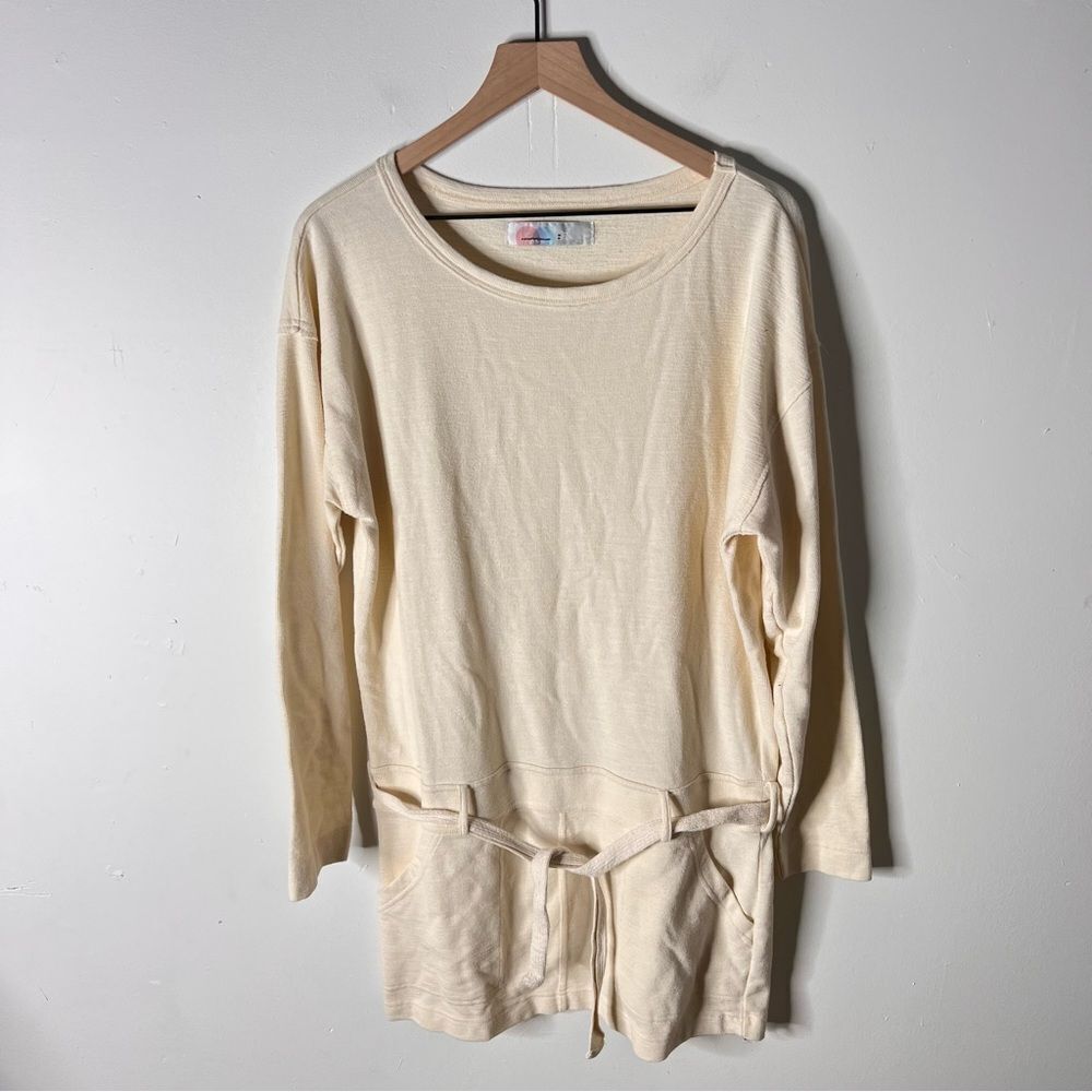 Free People Beach Cream Long Sleeve Sweatshirt Mini Dress size Medium